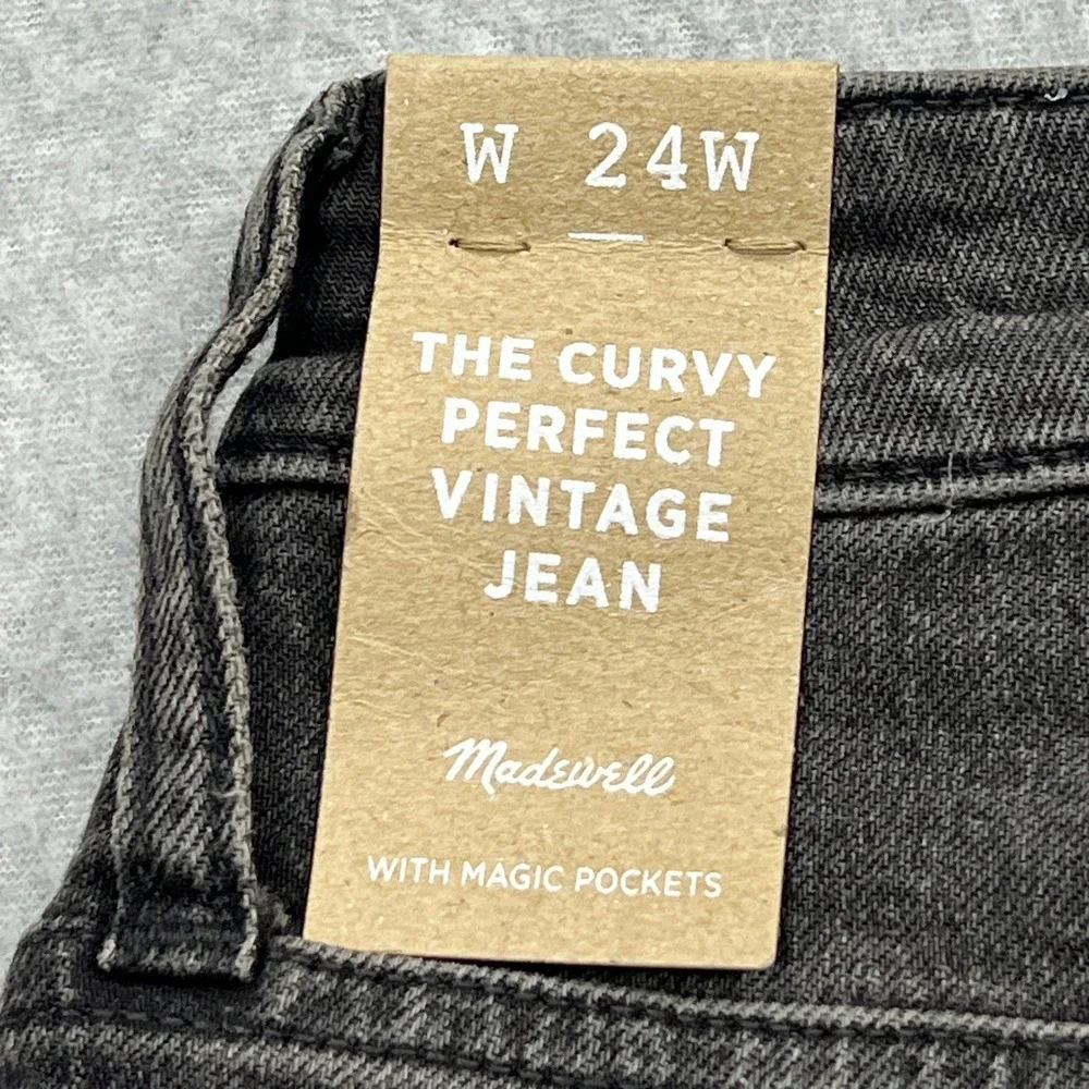 NEW Madewell Curvy Perfect Vintage Jeans‎ Women's 24W Black Denim Magic Pockets